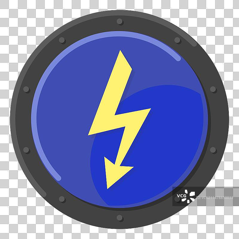 高压警告标志（蓝色）图片素材