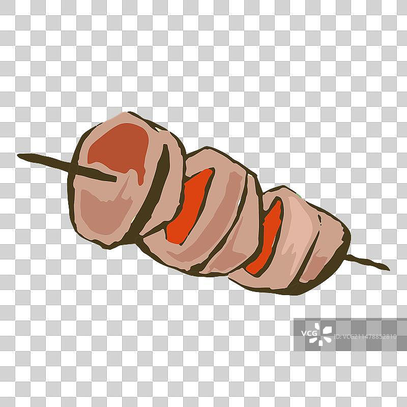 印度菜肴：手绘印度香料鸡块图片素材