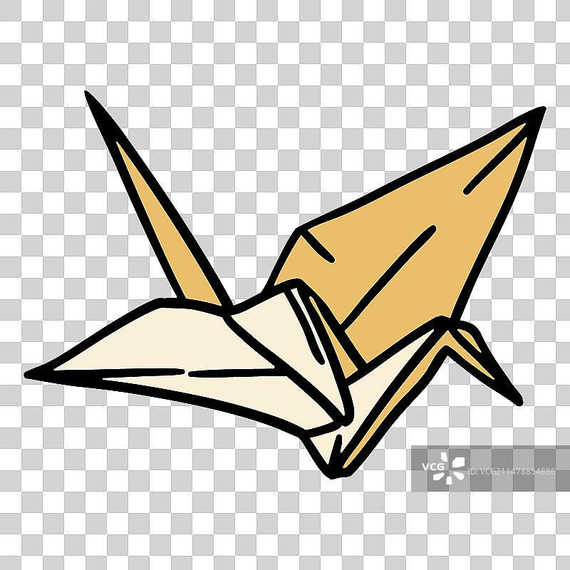 日本折纸艺术鸟手绘图片素材