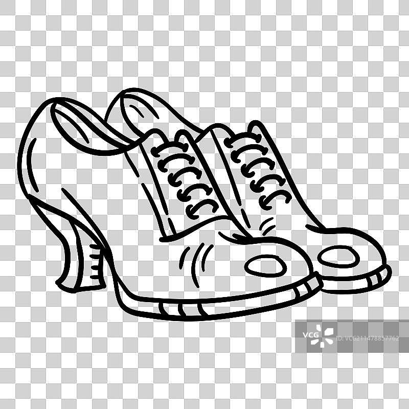 系带高跟鞋笔触图片素材