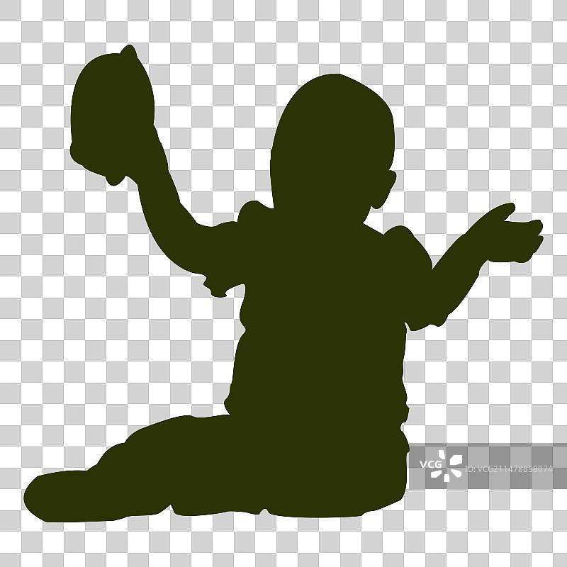 儿童玩剪影游戏图片素材