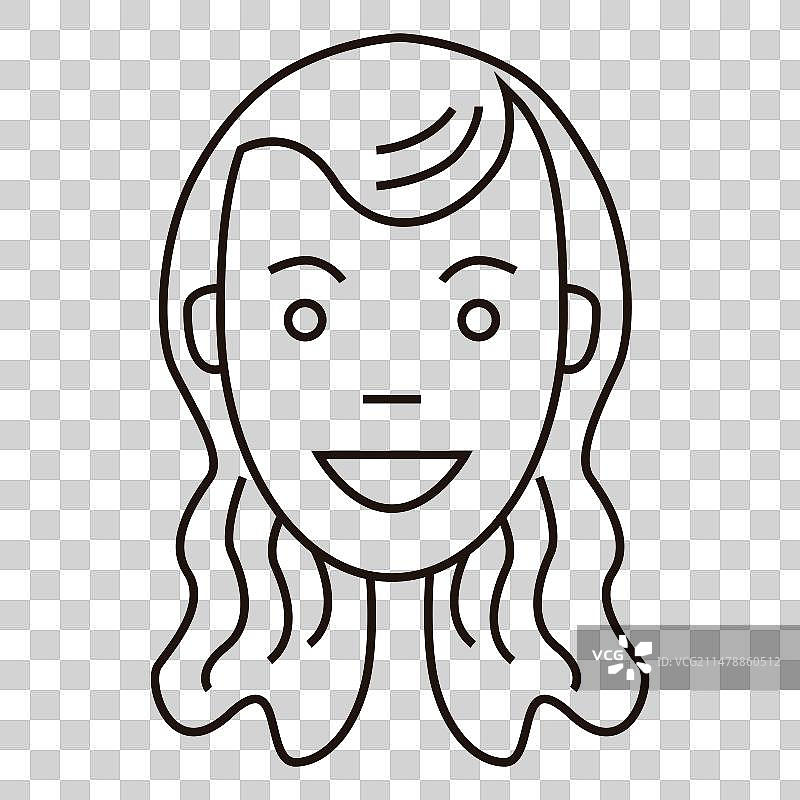 乐观女孩的波波头线条图片素材