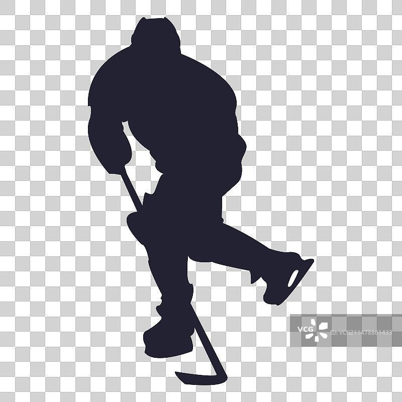 男子冰球运动员剪影图片素材