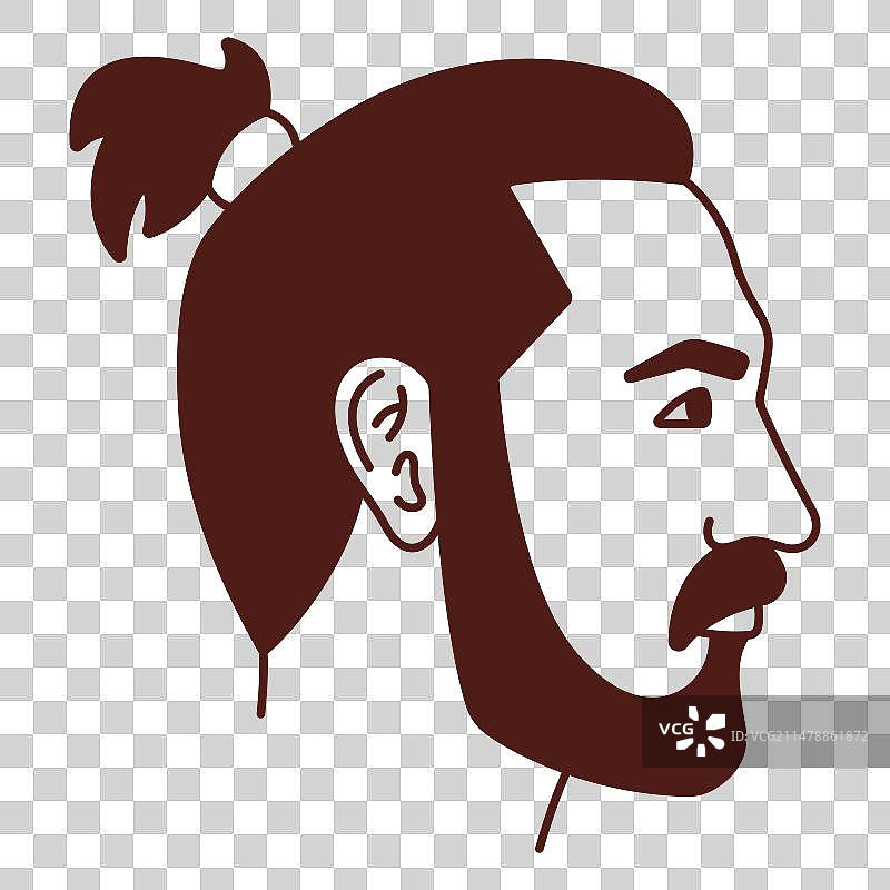 梳着马尾辫的男人轮廓图片素材