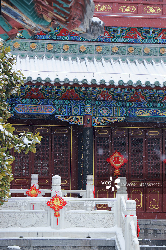 冬天下雪的寺庙古建筑照片图片素材