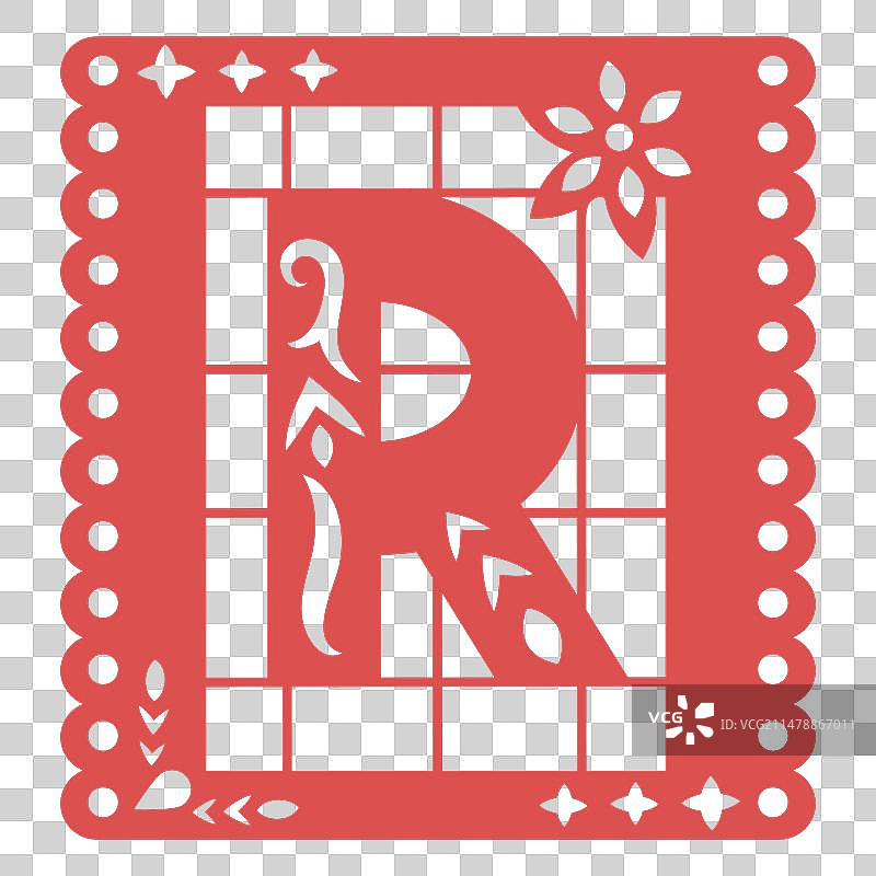 镂空纸花大写字母R图片素材