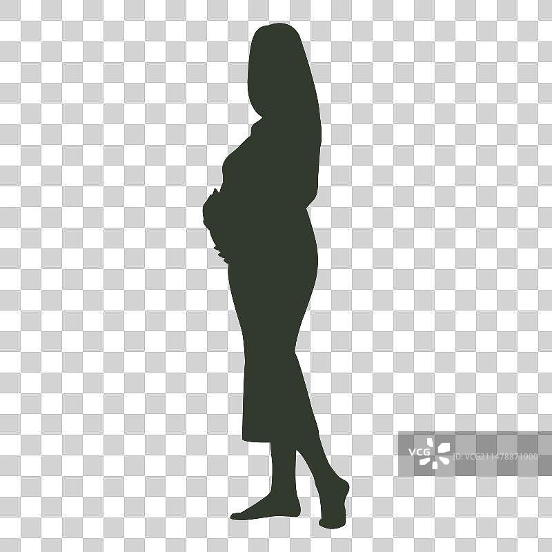 触摸腹部的孕妇轮廓图片素材