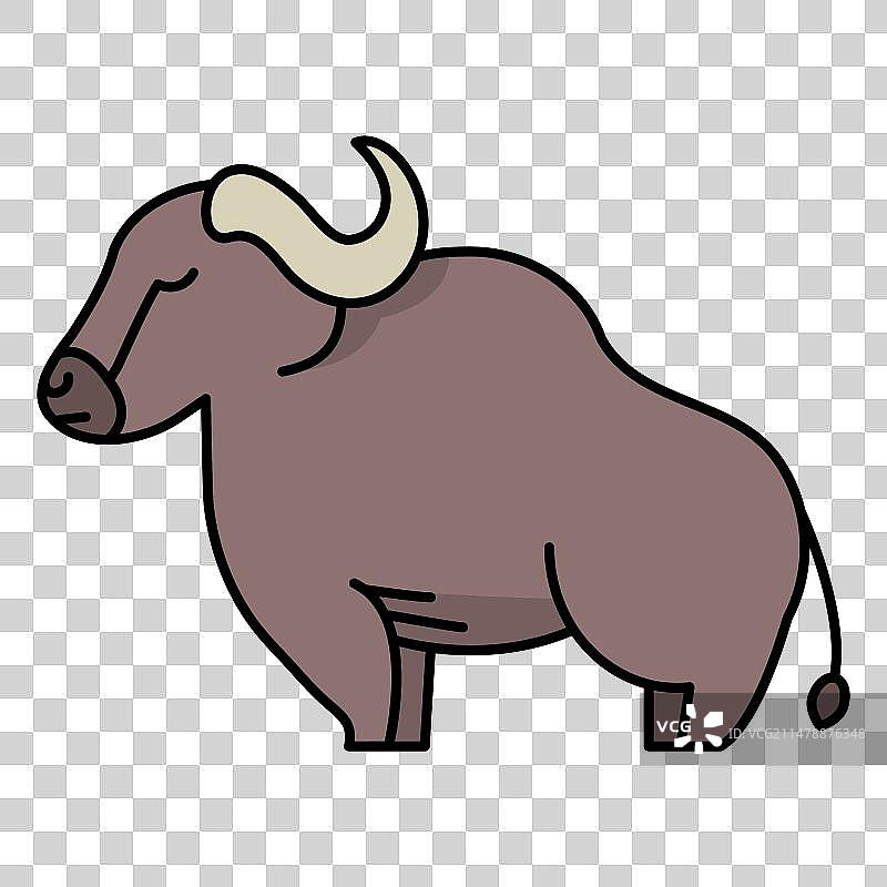 扁平风格非洲水牛笔触图片素材