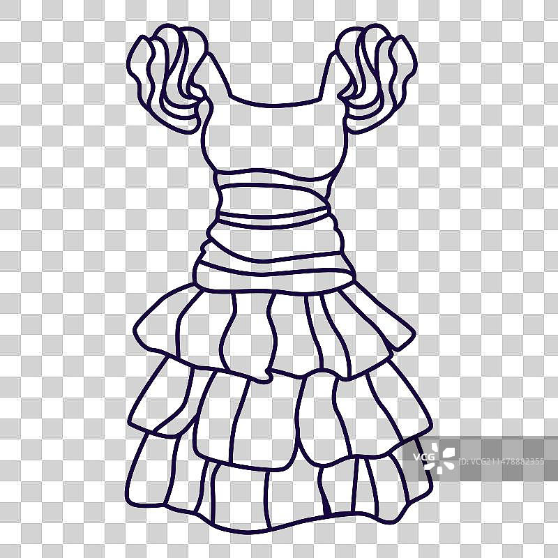 褶皱连衣裙笔触图片素材