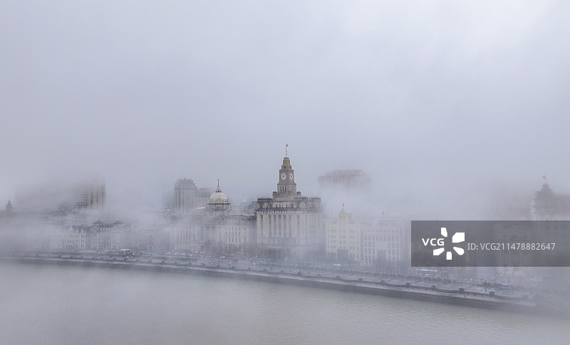 上海平流雾航拍图片素材