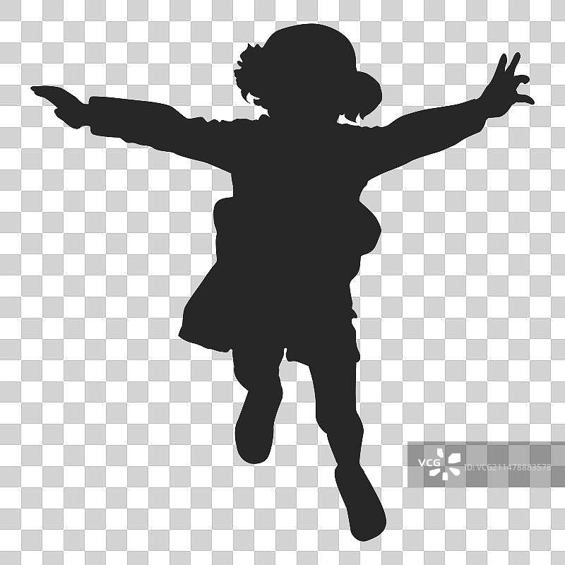 跳跃的女孩剪影图片素材