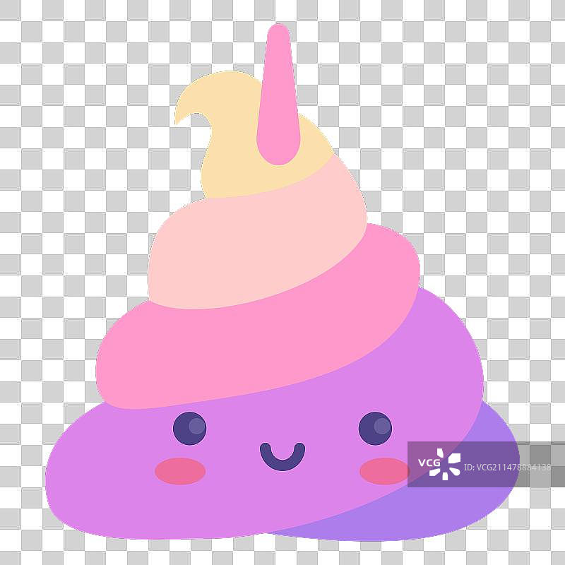 微笑的独角兽便便表情符号（扁平风格）图片素材