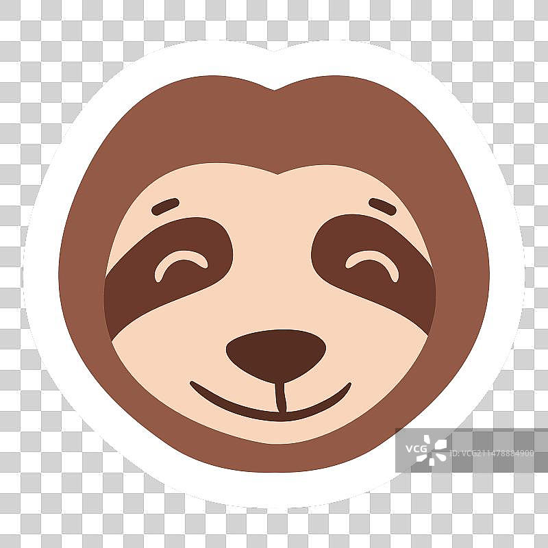 树懒头部扁平贴纸图片素材