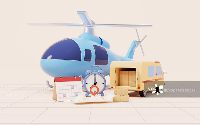 航空物流运输概念3D插画图片素材