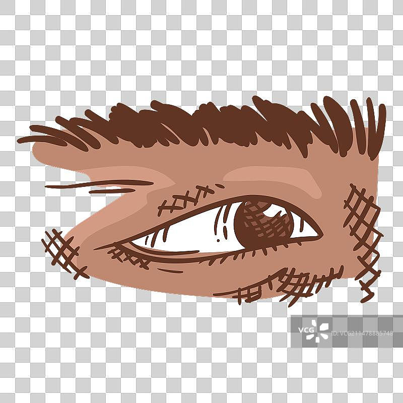 单眼侧面彩色手绘图片素材