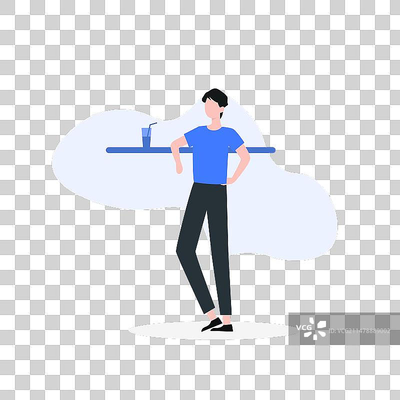 穿蓝色T恤的高个子男孩图片素材