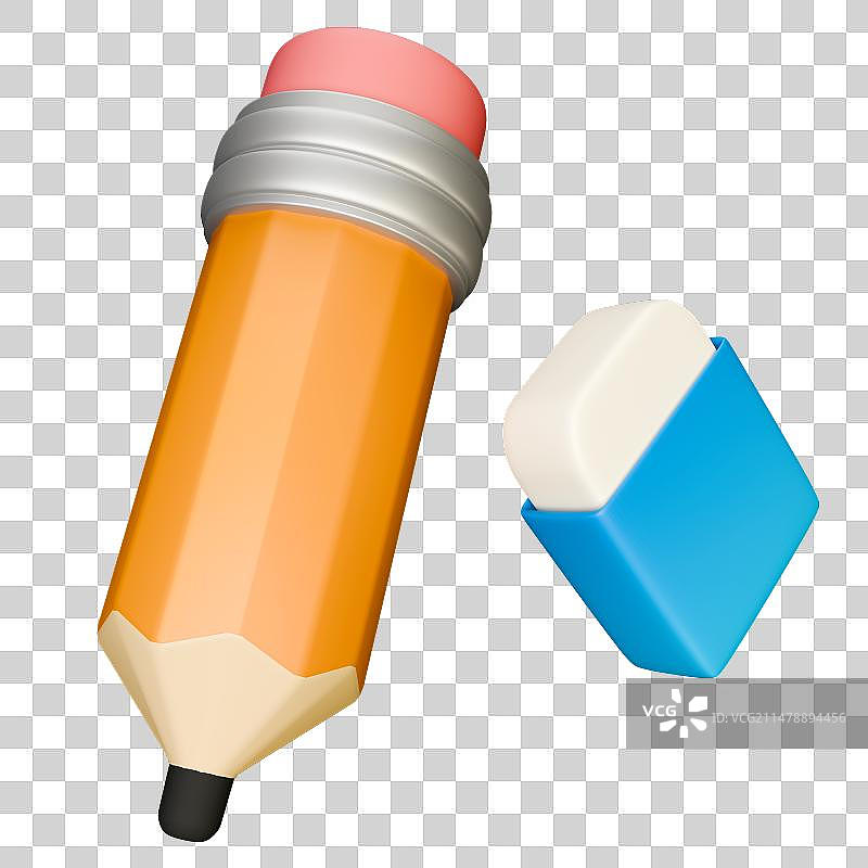 3D立体设计元素铅笔书本教育学习开学插画图片素材