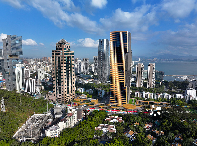 广东省深圳市南山区蛇口新时代广场一二期与招商局广场航拍图片素材
