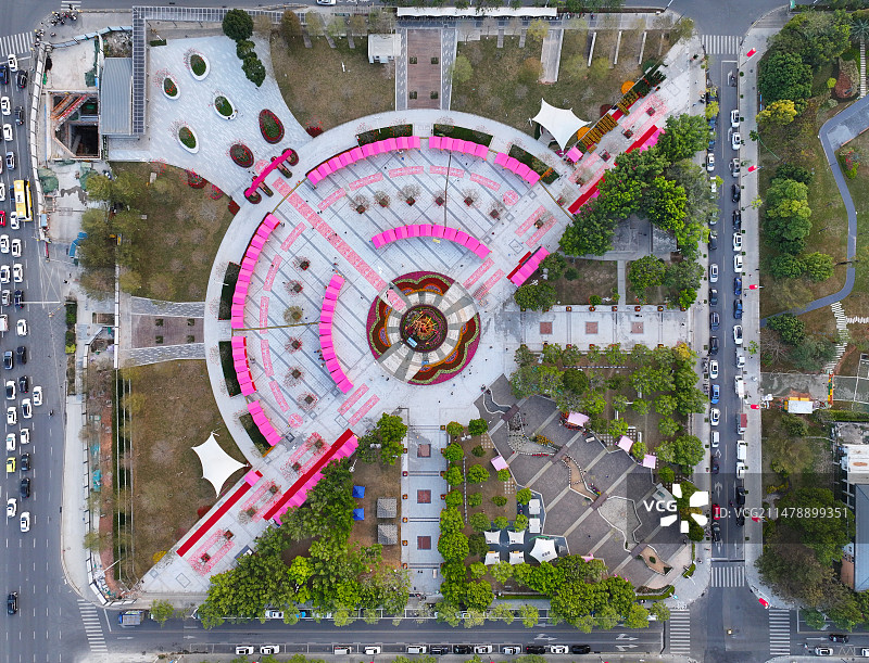 广东省深圳市坪山区中心公园航拍图片素材