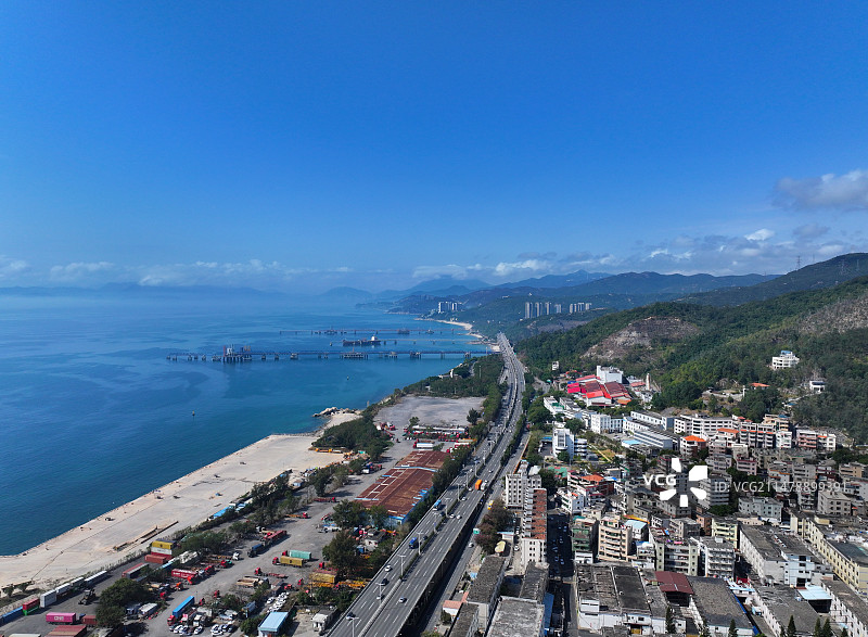 广东省深圳市大鹏新区土洋东江纵队司令部旧址航拍图片素材