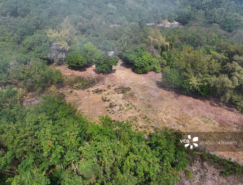 广东省深圳市大鹏新区咸头岭遗址航拍图片素材