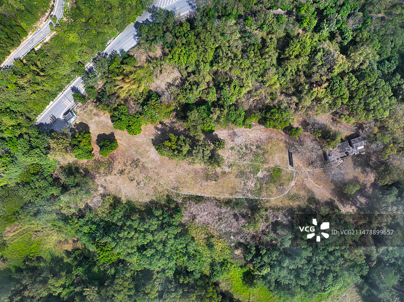 广东省深圳市大鹏新区咸头岭遗址航拍图片素材