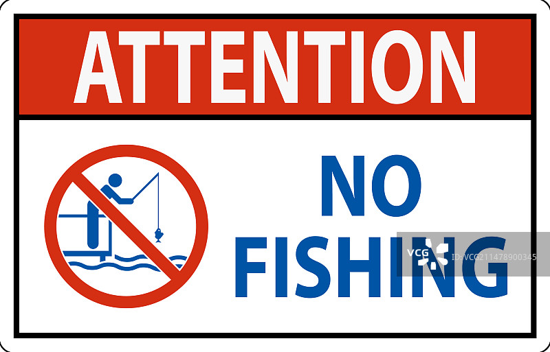 水上安全警示标志：禁止钓鱼图片素材