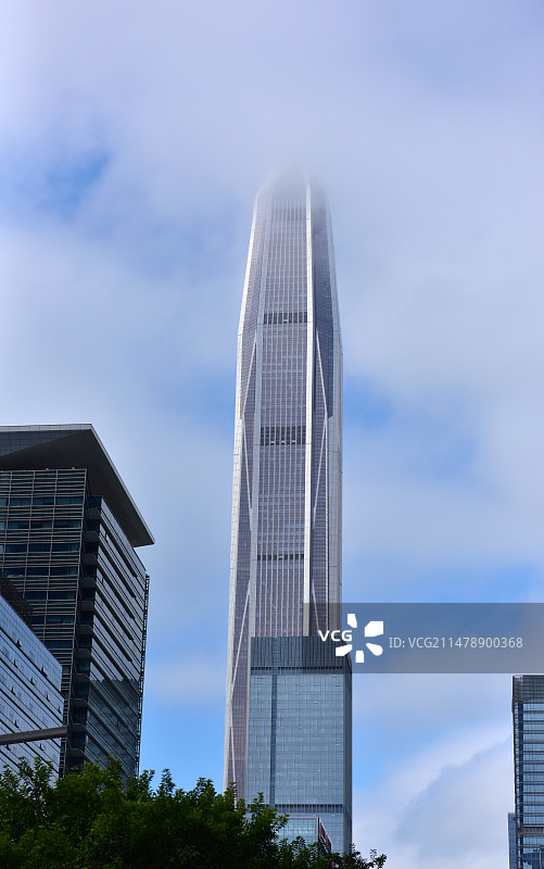 广东省深圳市福田区CBD会展中心平安金融中心航拍图片素材