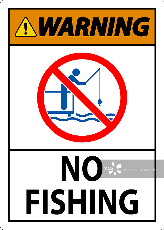 水安全警示牌：警告，禁止钓鱼图片素材
