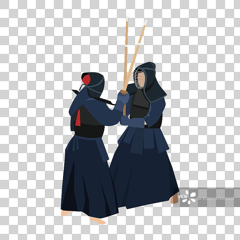 日本剑道武士战斗场景图片素材