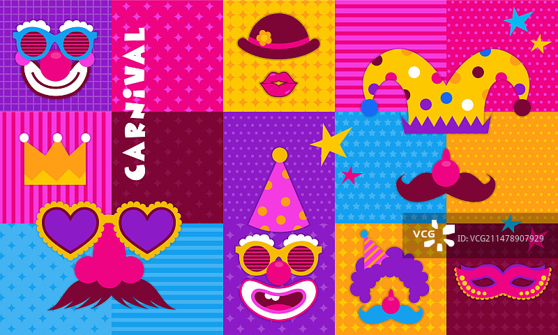 快乐的狂欢节彩色几何背景图片素材