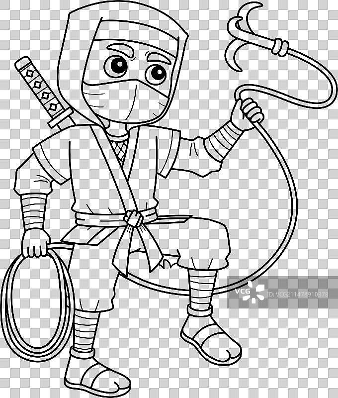 拿着抓钩的忍者简笔画图片素材