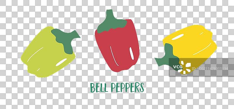 三个彩色甜椒的扁平风格照片图片素材