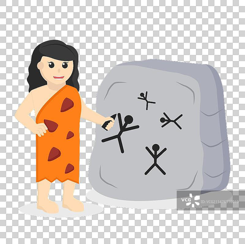 在石头上用木炭书写的穴居人图片素材