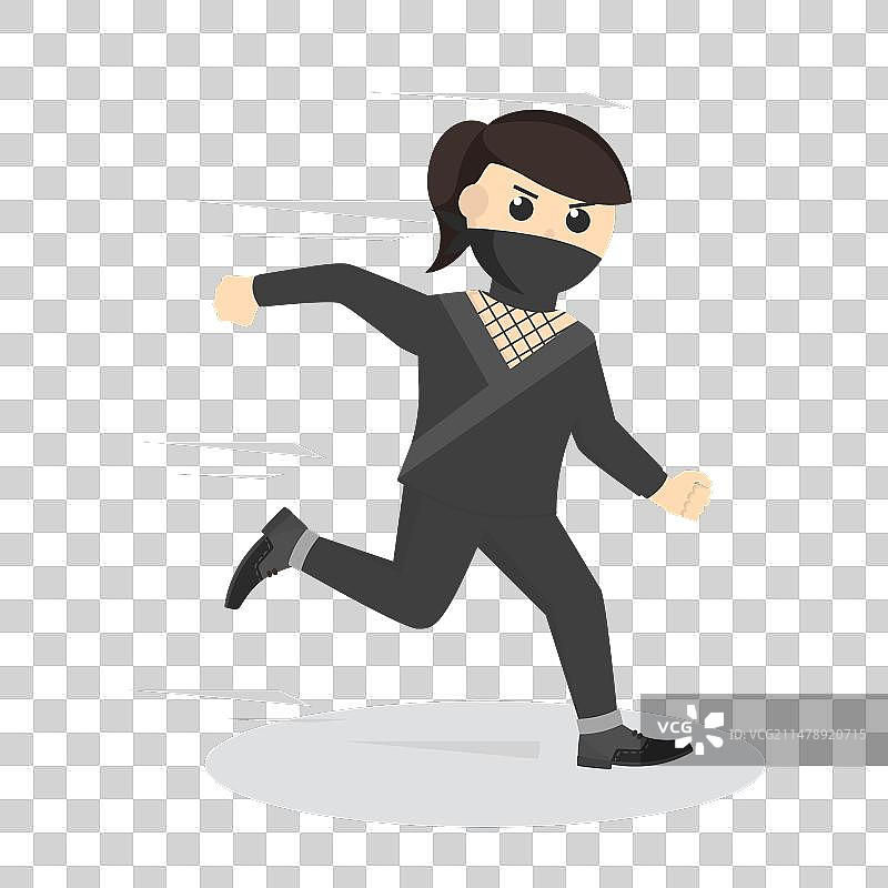 奔跑的忍者女性角色设计（白色背景）图片素材