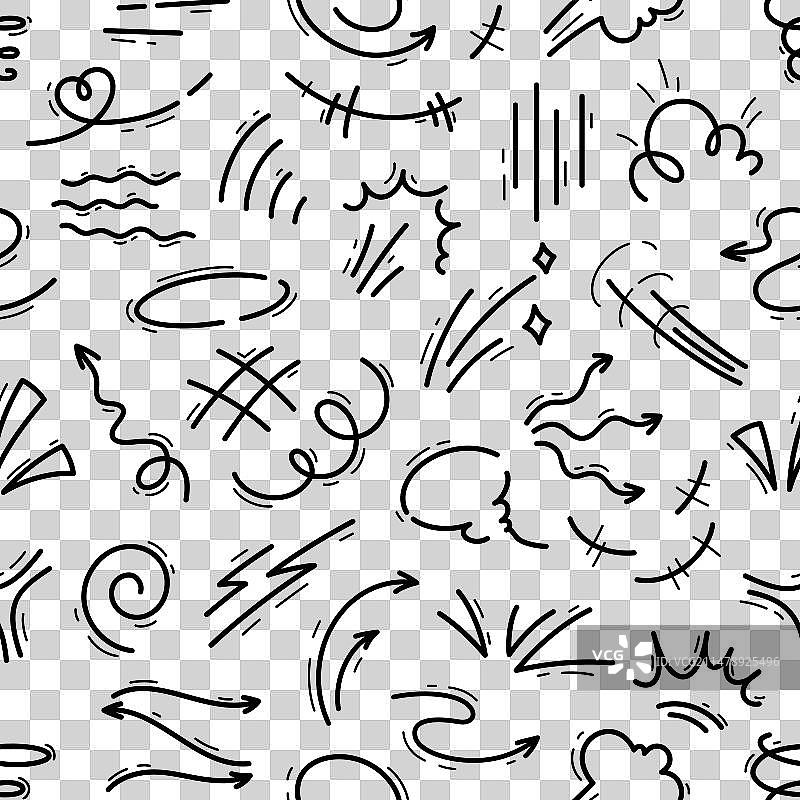 手绘运动线条无缝图案图片素材