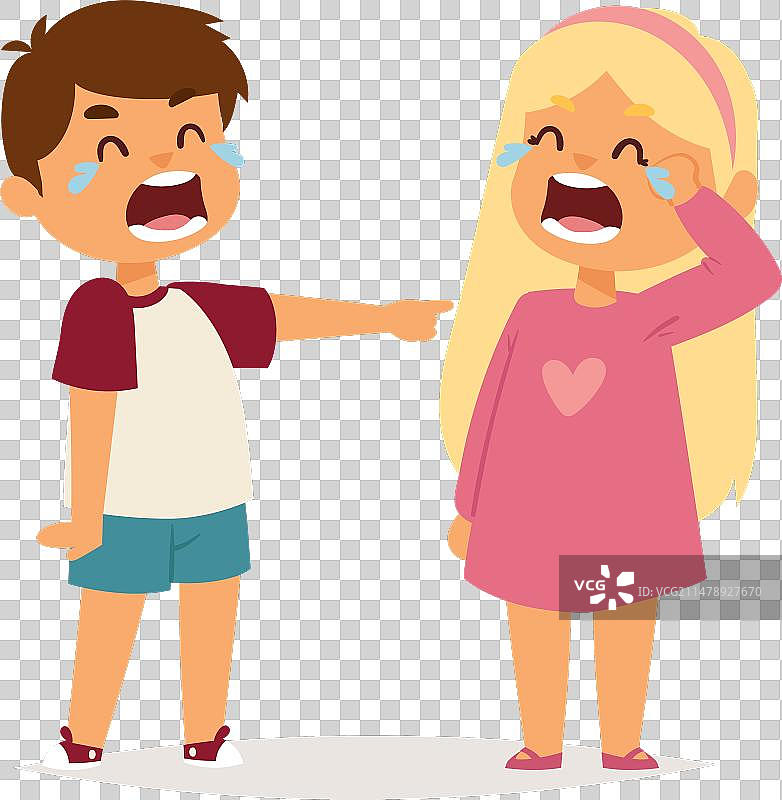 男孩嘲笑哭泣的女孩图片素材