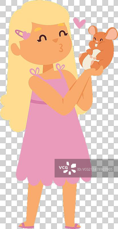 穿着粉色连衣裙的金发年轻女孩图片素材