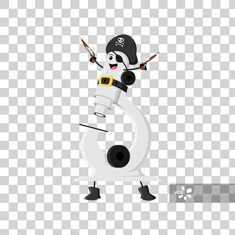 卡通显微镜学校用品海盗角色图片素材