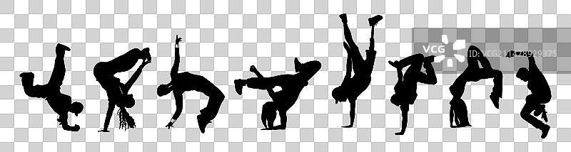 男女街舞者剪影图片素材