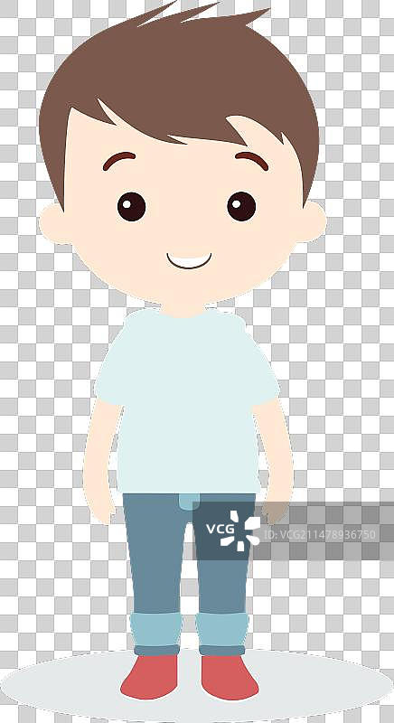 面带微笑、穿着休闲的卡通男孩图片素材