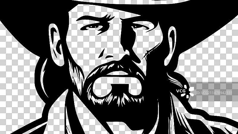 牛仔 - 黑白图片素材