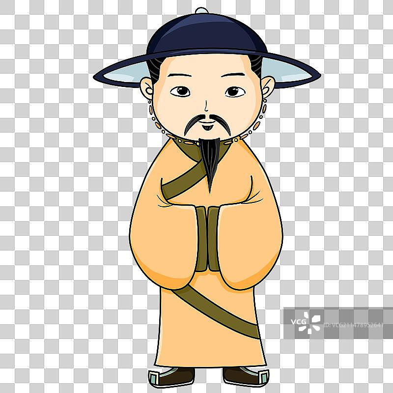 卡通插画古代男人戴帽子赵孟頫图片素材