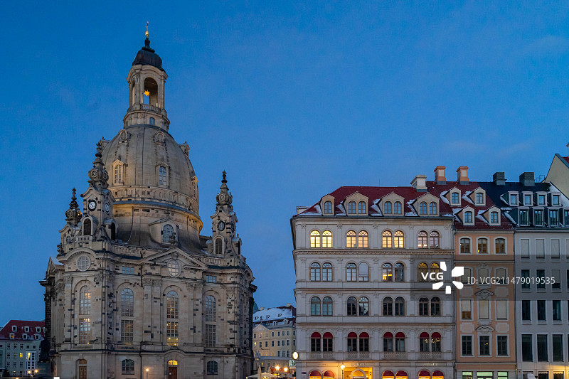德国萨克森德累斯顿圣母教堂广场图片素材