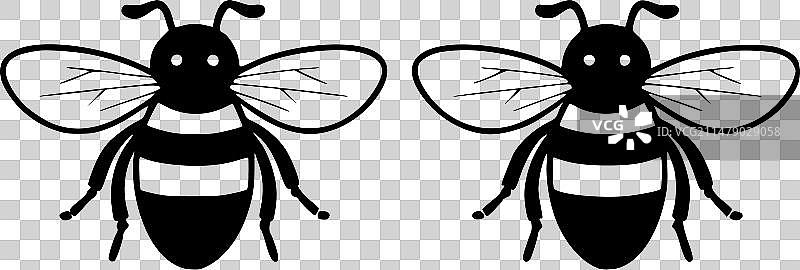 蜜蜂 - 黑白图片素材