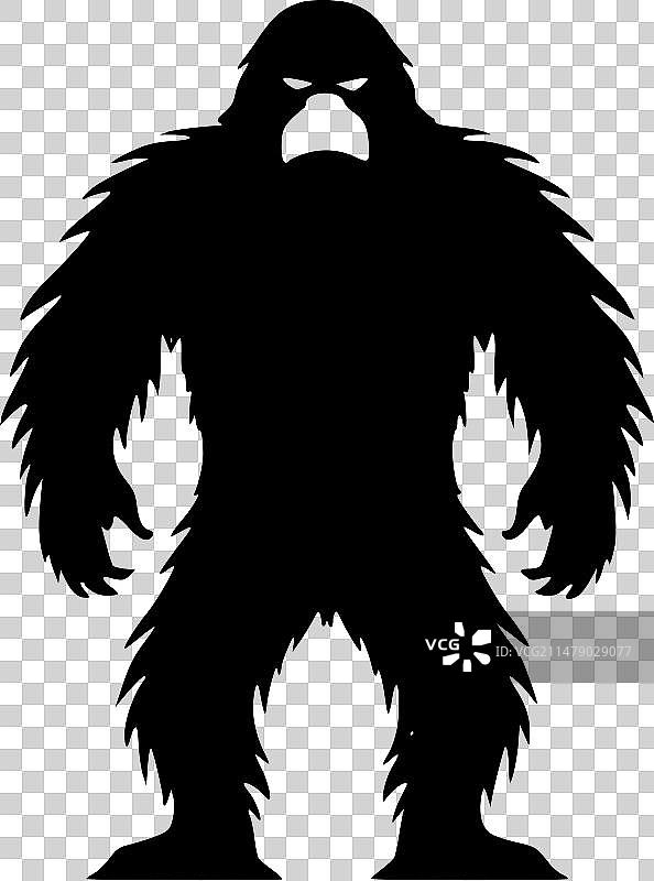 大脚怪黑白隔离图标图片素材