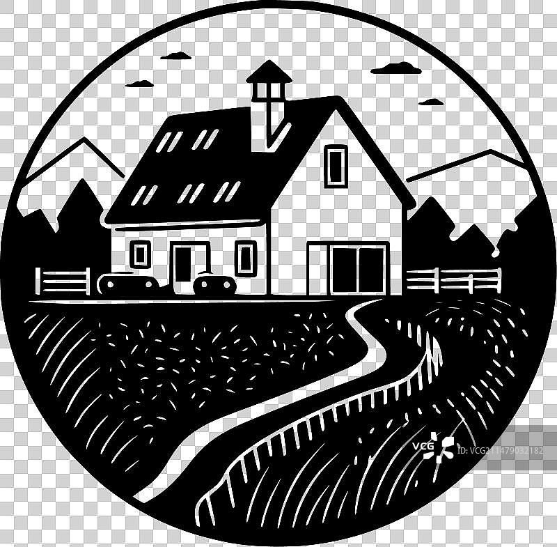 农舍-极简风格的简单轮廓图片素材