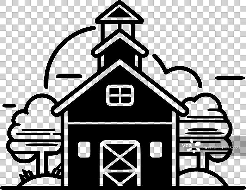 农舍 - 简约扁平风格标志图片素材