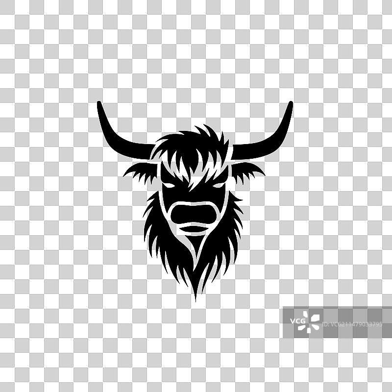 黑白高地牛隔离图标图片素材