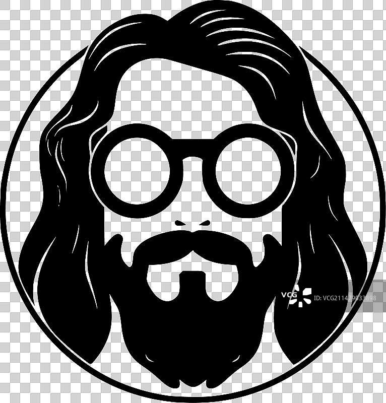 嬉皮士黑白隔离图标图片素材